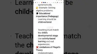 Piaget theory and MCQ | Just read it | #osstet #ssbtgt #rht #ctet #kvs #pedagogy #piaget #ltr