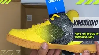 Unboxing Yonex Legend King 68 Badminton Shoes Yellow Metal Gray Badminton Shoes | Non-Marking Shoes