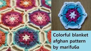 How to crochet colorful blanket afghan pattern by #marifu6a