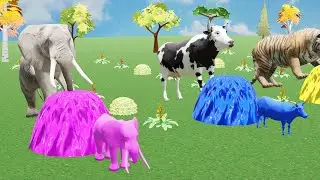 Paint Animals 3 | Animal Crossing Fountain with Elephant, Cow, Tiger, Gorilla, Hippo, Duck, Cat