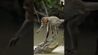 Monkey Jumps on  the crocodile