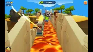 Talking Tom Gold Run - Lost City Volcano Island Side World Gameplay