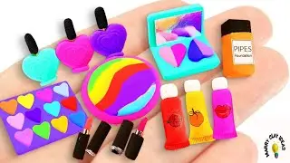 DIY How to Make Polymer Clay Miniature Makeup set with Eyeshadow, Lipstick, Nail Polish,|ASMAR
