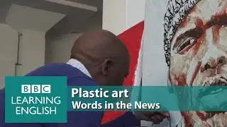 Plastic art. Learn: melted, canvas, afford, unique recycling