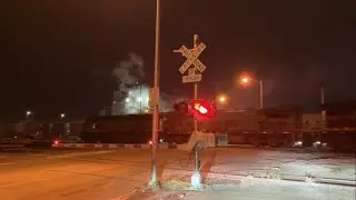 BNSF 5359 Empty Grain Train w/ Fakebonnet West, Main St. Railroad Crossing, Fremont NE