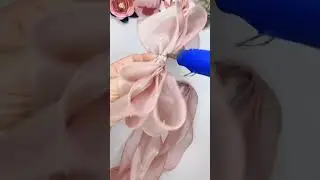 How to make organza long tail hair bow clip at home, Designer hair bow clip tutorial #hairclip