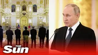 Bizarre moment Putin speaks to ambassadors 60 FEET away as he &lsquo;battles cancer and Parkinson&rsquo;s&rsquo;