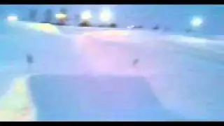 Huge snowboard jump in the spot at seven springs