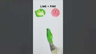 Mixing lime green and pink to make pale brown #colormixing #painting