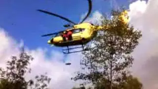 Elisoccorso con verricello 118 Verona. Helicopter rescue in Verona, Italy.