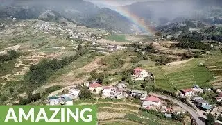 Spectacular rainbow captured with drone