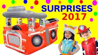 2017 SURPRISES Paw Patrol Marshall FIRETRUCK TENT Filled with Paw Patrol Toys Playland