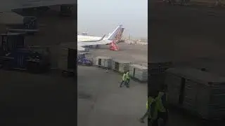 IndiGo baggage cart arrives to unload cargo from plane #aviation #airplane #airport #travel
