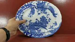 Сервировочное блюдо Royal Crown Derby China Blue Aves A1309 диаметром 11,5 дюймов, 1954 год.