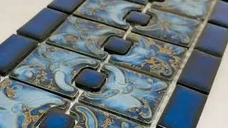 Florencia Calacatta Blue Glossy Porcelain Border Pool Wall and Floor Tile