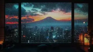 Dreamy Tokyo Rainfall with Sunset Glow &ndash; Peaceful Urban Soundscape for Study or Sleep