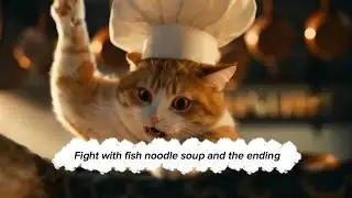 Fight with fish noodle soup and the ending#ai#cat#funny#cute#animation