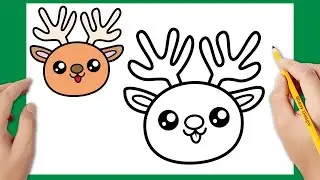Come disegnare una renna kawaii | Disegno di Natale
