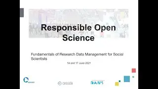 Responsible Open Science. Part 1 Introduction to Data Management