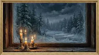 Animated Frosted Christmas Window | Framed Art TV Wallpaper 4K | Oil Painting | 2 Hours | No Music
