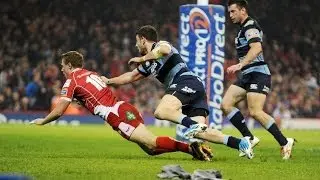 Rhys Priestland Try - Cardiff Blues v Scarlets 20th April 2014