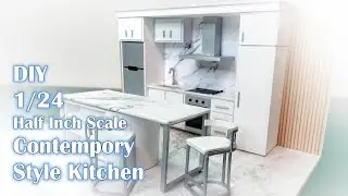 1/24 Scale Contemporary Style Kitchen | Half Inch Scale Model Kitchen