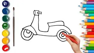 How To Draw Cute Scooter Drawing, Painting & Coloring For Kids and Toddlers_🌈🎨