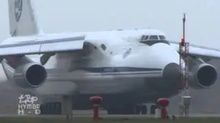 Antonov AN124 Heavy Cargo Aircraft PLUS Cargolux and BA Boeing747-8 at London Stansted
