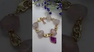 Браслет из розового кварца с цепями. #handmadejewelry #bracelet