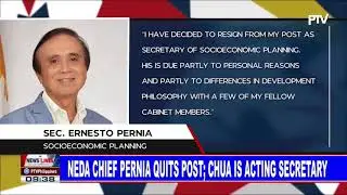 NEDA Chief Pernia quits post; Chua is acting secretary