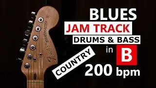 Blues Backing Track in B - Drums & Bass - Country Style (200 bpm)