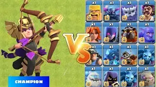 Champion Queen Vs All Max Troops | Clash of Clans