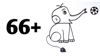 66 Number Drawing Art | How to Draw Elephant from Number 66 🐘 