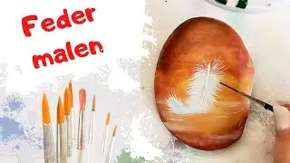 Weiße Feder malen mit Acrylfarben leicht für Anfänger - TIPP in Echtzeit