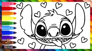 Dibuja y Colorea A STITCH 👾❤️🧡💛💚💙💜 Dibujos Para Ni&ntilde;os