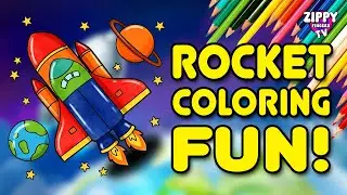 Rocket Coloring for Kids | Space Rocket Drawing & Coloring | Zippy Fingers TV