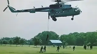 NSG Commandos Practicing Basic Slithering Drill from Mi-17 Helicopter of IAF