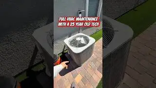 Full ac maintenance with a 23 year old hvac technician! #hvac #tech #work #service #hvactechnician