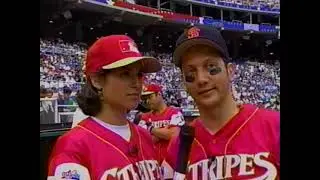 MLB Stars & Stripes Celebrity Softball Game 1996 - Suzy Kolber's awkward interview with Bill Cosby
