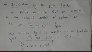 36. inversion by permutation definition and examples | relation between signature and inversion