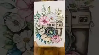 🎨 Beautiful acrylic painting Camera & Flowers Painting #acrylicpainting #CameraArt#artist #artwork