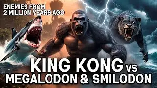 King Kong vs Megalodon & Smilodon 🦍🦈🐯 | Epic Battle of Prehistoric Monsters (2 Million Years Ago)