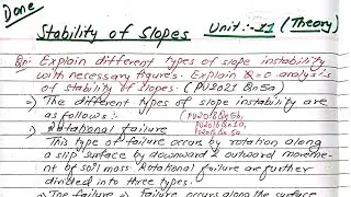 Unit:11 | Stability of Slope | Soil Mechanics | BE Civil | Prashant YT | Theory | TU,PU,KU,PoU |