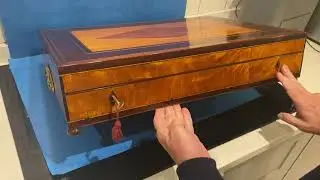 Georgian Sheraton Folio Apple Wood Box With Superb Inlay.