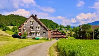 Driving in Swiss - ( SCHWYZ )  , One of the most beautiful Village in Switzerland 4K