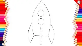 Rocket drawing for kids | Tracing dotted lines | Tracing and coloring for kids and toddlers
