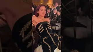 Dua Lipa struggling to sit down wearing her Golden Globes dress (2024) #dualipa #goldenglobes