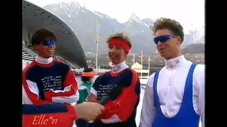 Winter Olympic Games Albertville 1992 - interviews ice condition + flag bearer