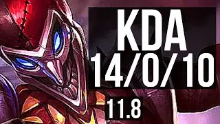 SHACO vs LEE SIN (JUNGLE) | 14/0/10, Legendary, Rank 8 Shaco, 300+ games | KR Grandmaster | v11.8