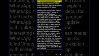 WhatsApp latest accessibility update for blind add member tag individual groups using WhatsApp 